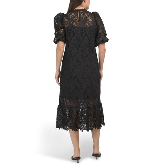 NANCY YANG Black Flounce Hem Lace Dress - Picture 2 of 2